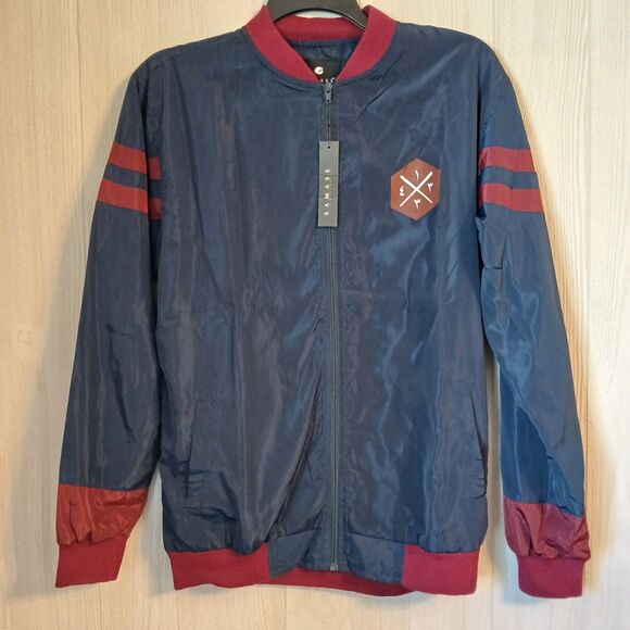 Samase It's Different Size L Navy/Maroon Logo Accent Bomber Jacket - Picture 1 of 11